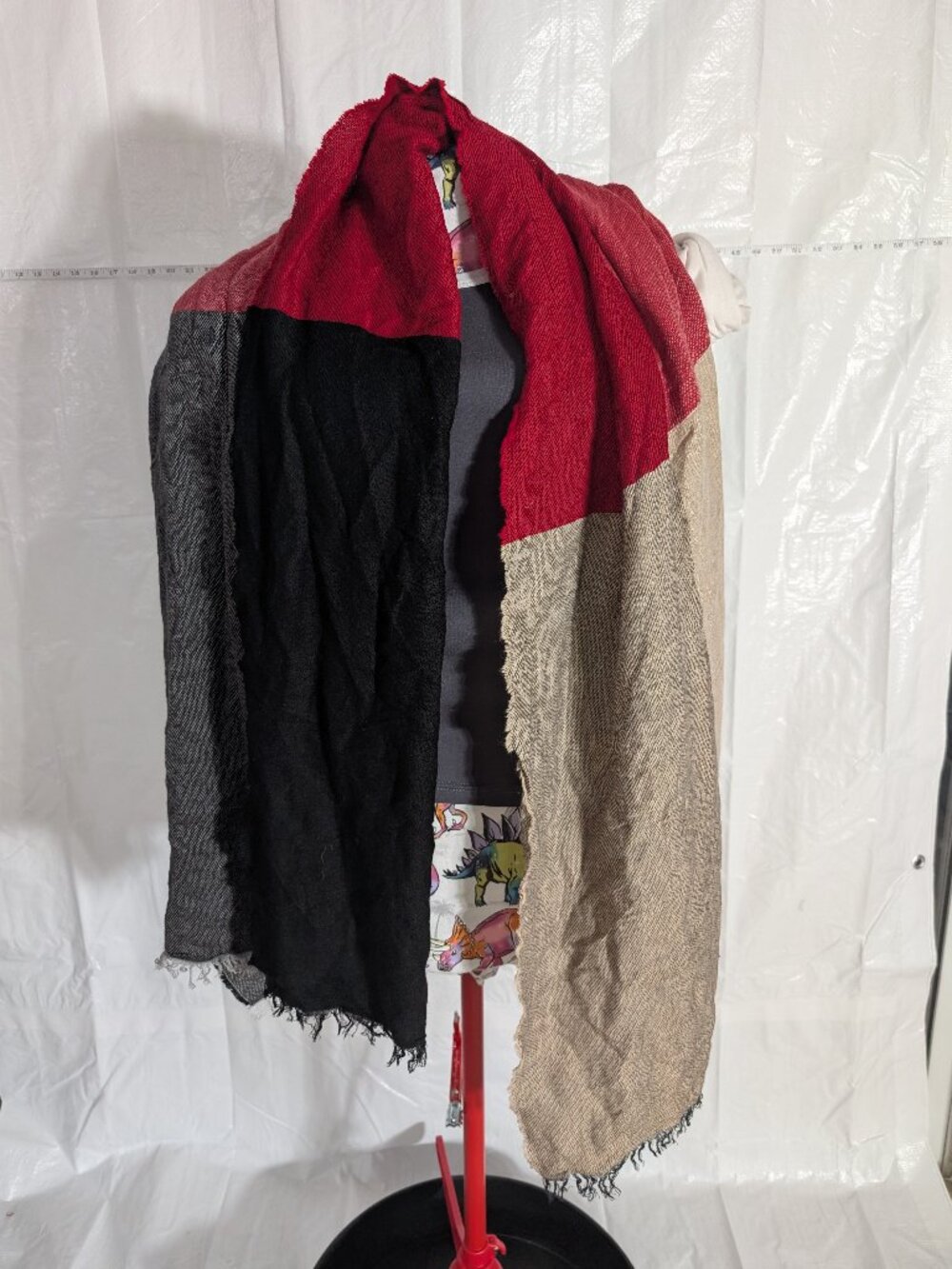 Maison PHOLYA! Colorblock Lightweight Wrap Scarf Burgundy Beige Gray Black
